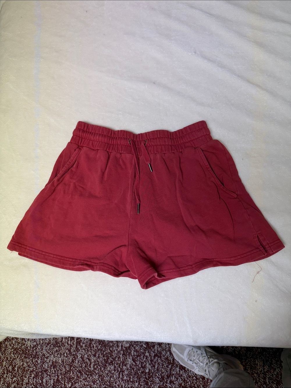 Women's Athletic Drawstring Shorts - Wine Red